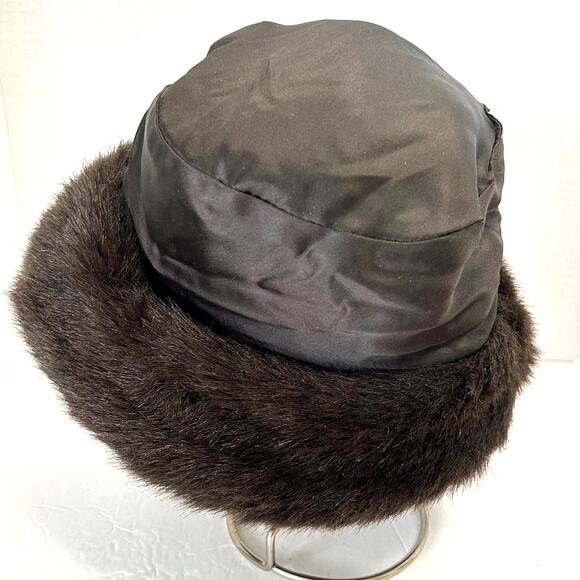 Vintage Frangi Brown Cloche Hat Velvet With Faux Fur Trim main image 4